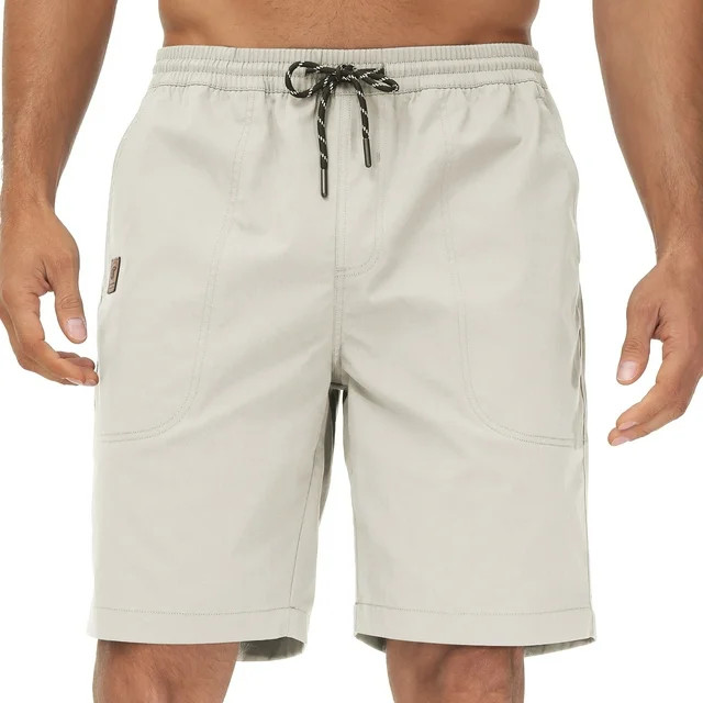 QPNGRP Men's Casual Shorts with Zipper Pockets Elastic Waistband with Drawstring Cargo Stretch Sh... | Walmart (US)