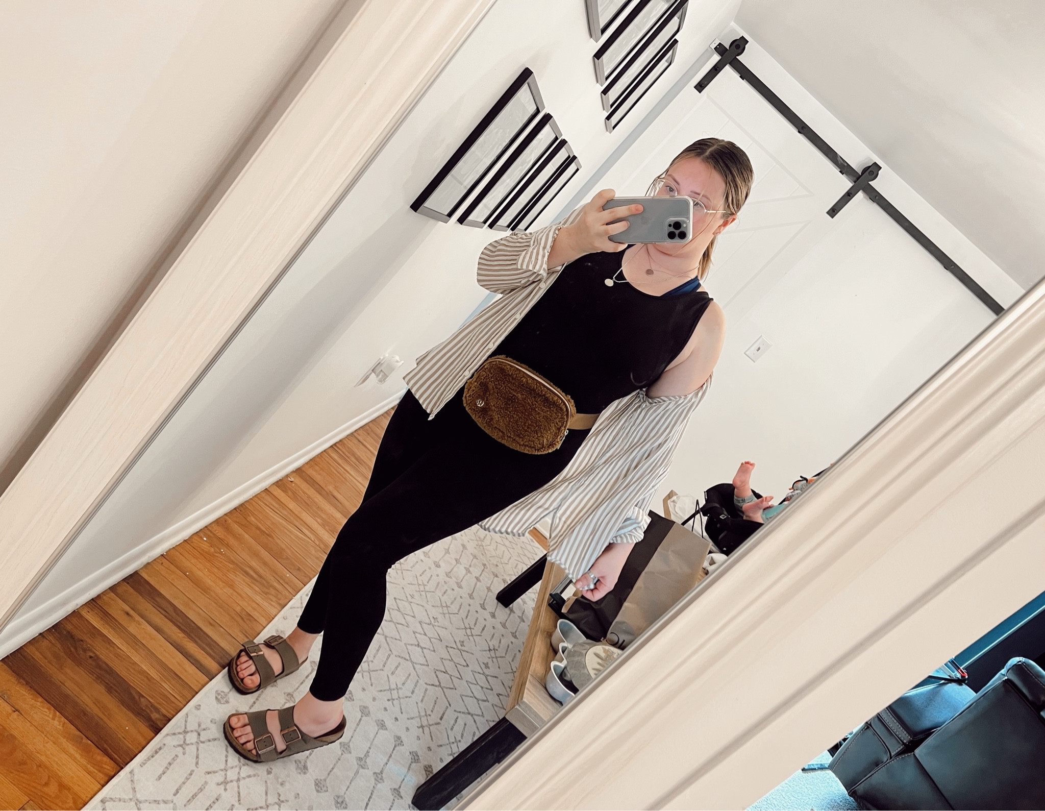 Birkenstock sandals
Lululemon belt bag
Button up is thrifted but from Gap
Onesie - Size M

#LTKfit #LTKFind #LTKitbag