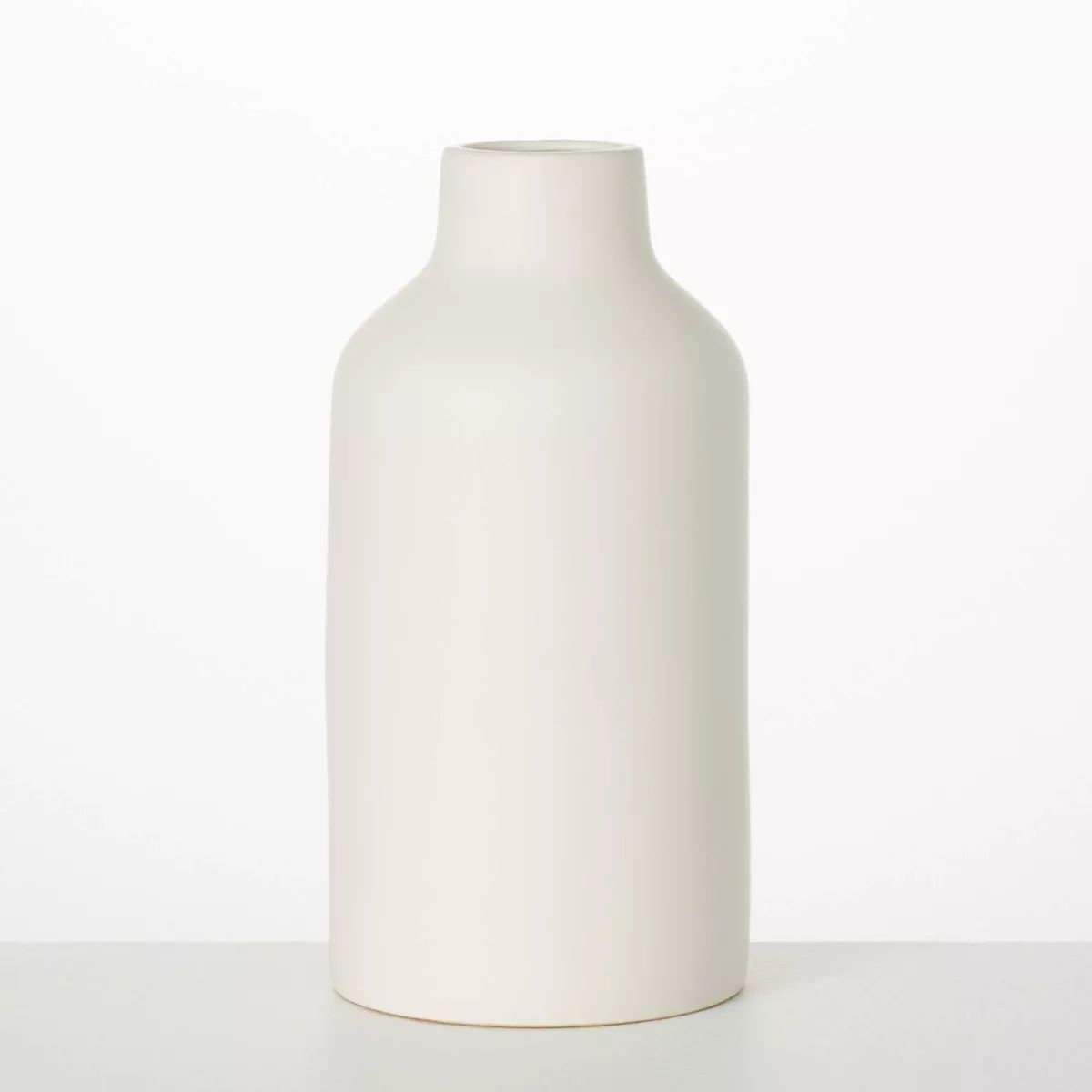 Sullivans 12" Large Matte Ivory Bottle Vase, Ceramic | Target