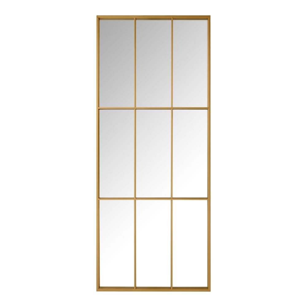 Home Decorators Collection Oversized Gold Metal Frame Windowpane Classic Floor Mirror (70 in. H x 29 | The Home Depot