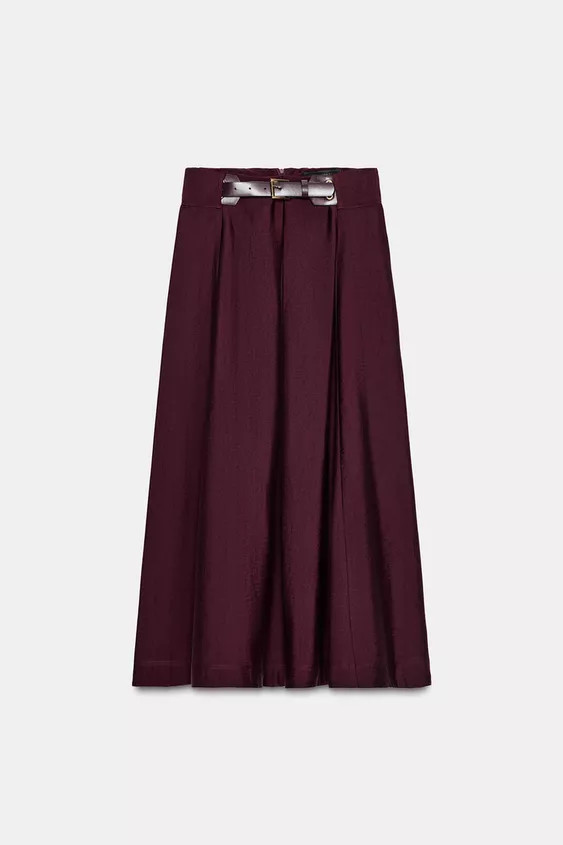 BELTED MIDI A-LINE SKIRT | Zara US