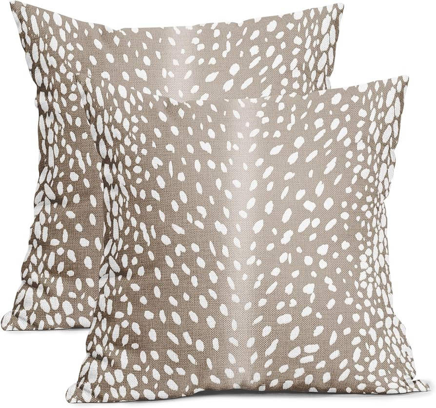 aportt Antelope Pillow Covers 20X20 Inch Beige Deer Animal Print Decorative Square Pillow Cases M... | Amazon (US)