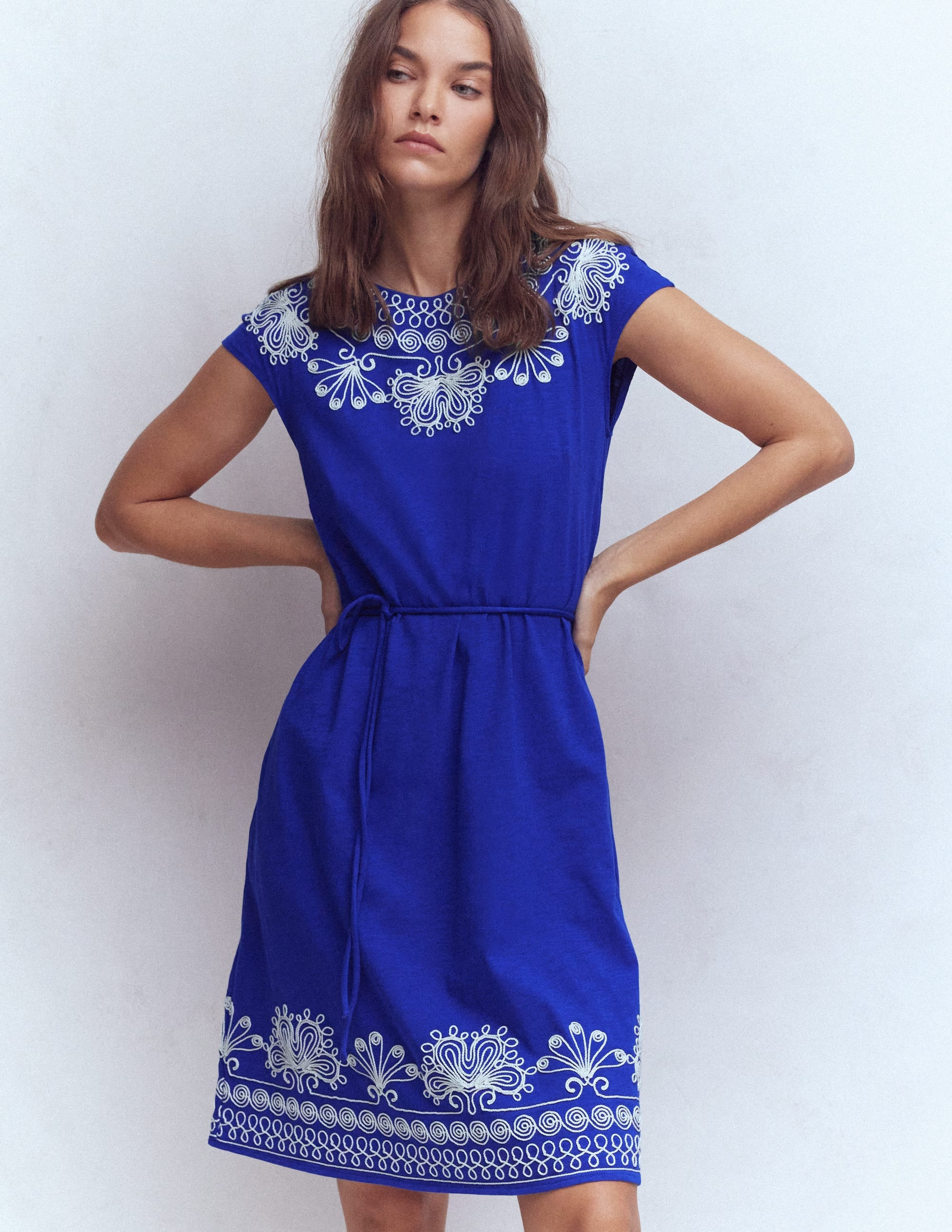 Embroidered Jersey Short Dress-Surf the Web | Boden (US)
