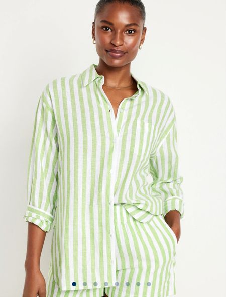 If you have a spring break trip or vacation on the horizon pack this adorable striped linen set on my behalf! It comes in green and white stripes and pink and white stripes and the pieces could definitely be worn as separates. I love sets like this to wear as a coverup, out and about, or individually. The top is currently $14 off and the shorts are 30% off! 

Old navy, affordable matching set, linen shorts, linen button down, green and white stripes, pink and white stripes, button down, coverup, linen set 

#LTKsalealert #LTKfindsunder50