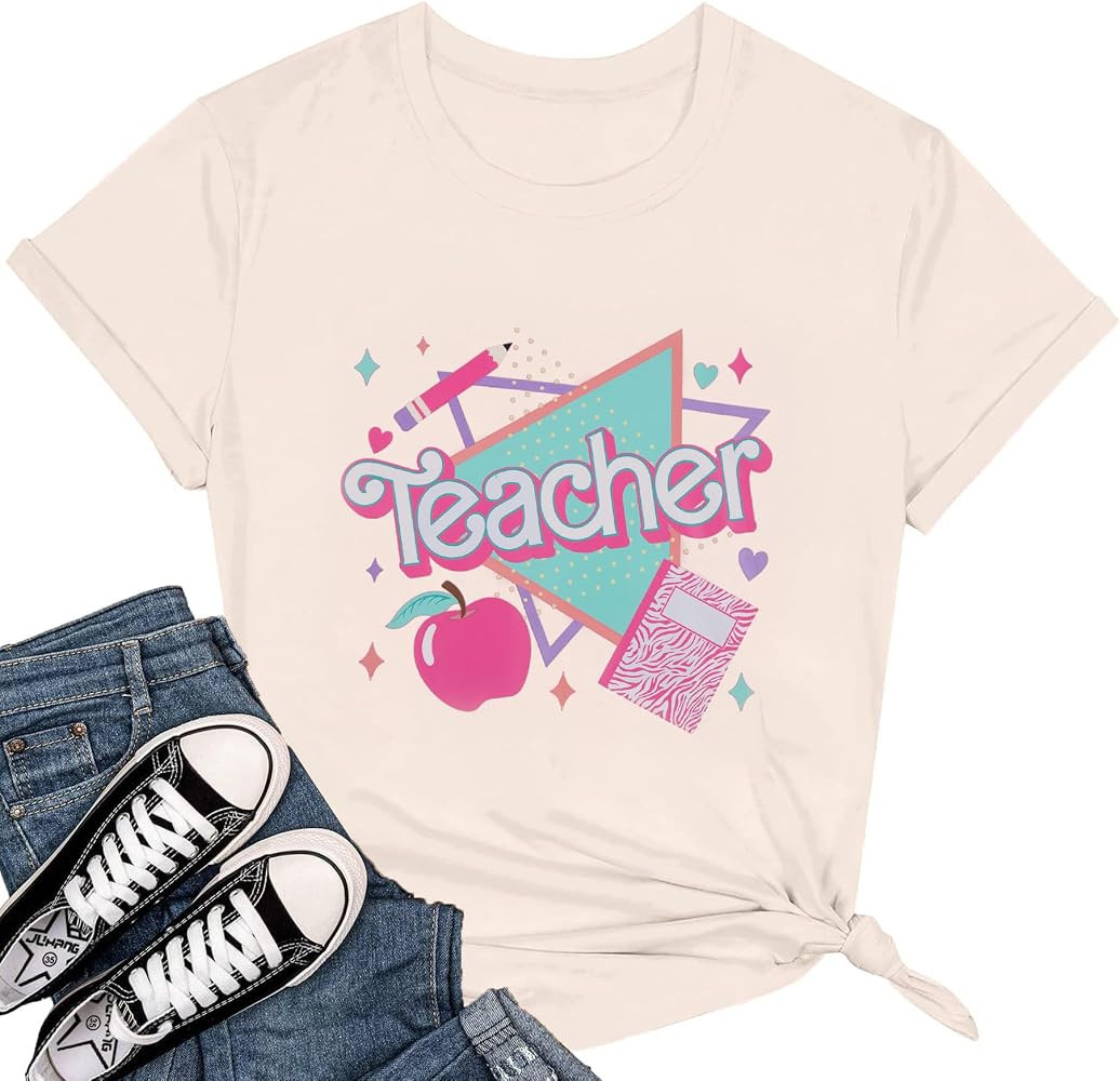 Teacher Shirts for Women Vintage 80s 90s Teacher Life Tee Back to School Teacher Gift Casual Shor... | Amazon (US)