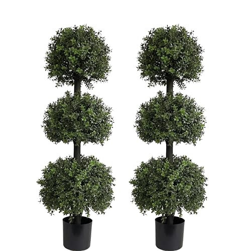 ALL SEASON GREEN 4ft Triple Ball Boxwood Topiariy Trees,UV Resistant,Faux Topiaries for Outdoor Porch Planter Decor 2Pack | Amazon (US)