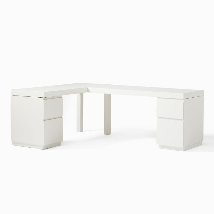 Parsons L-Shaped Desk &amp; 2 File Cabinet Set | West Elm (US)