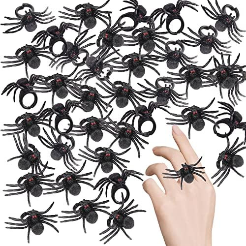24 Pack Spider Rings Black Realistic Plastic Spider Ring Bulk for Kids Halloween Party Favors | Amazon (US)
