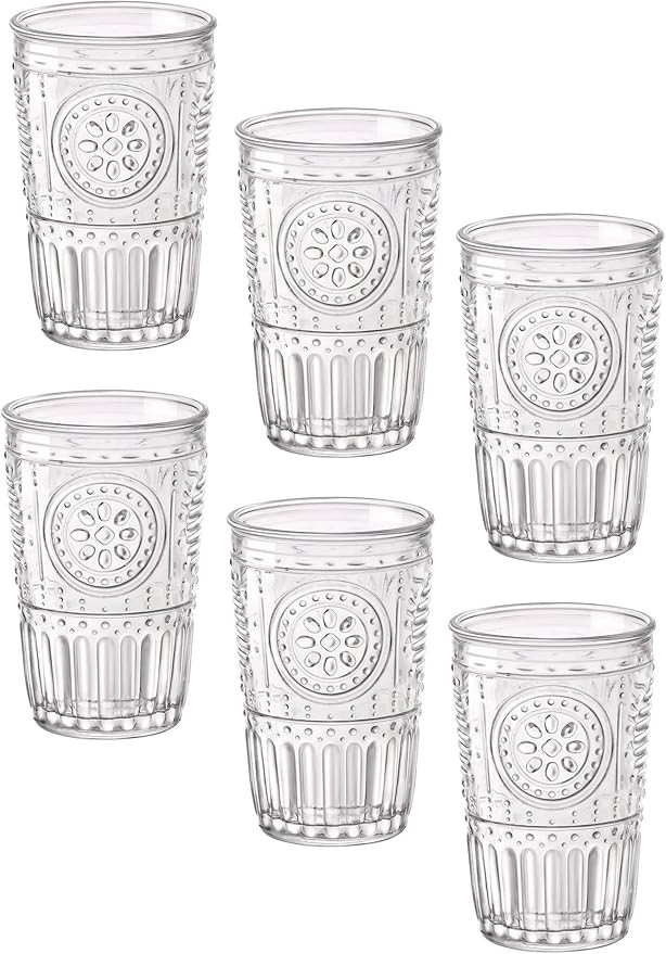 Amazon.com | Bormioli Rocco Romantic Set Of 6 Tumbler Glasses, 11.5 Oz. Clear Crystal Glass, Made... | Amazon (US)