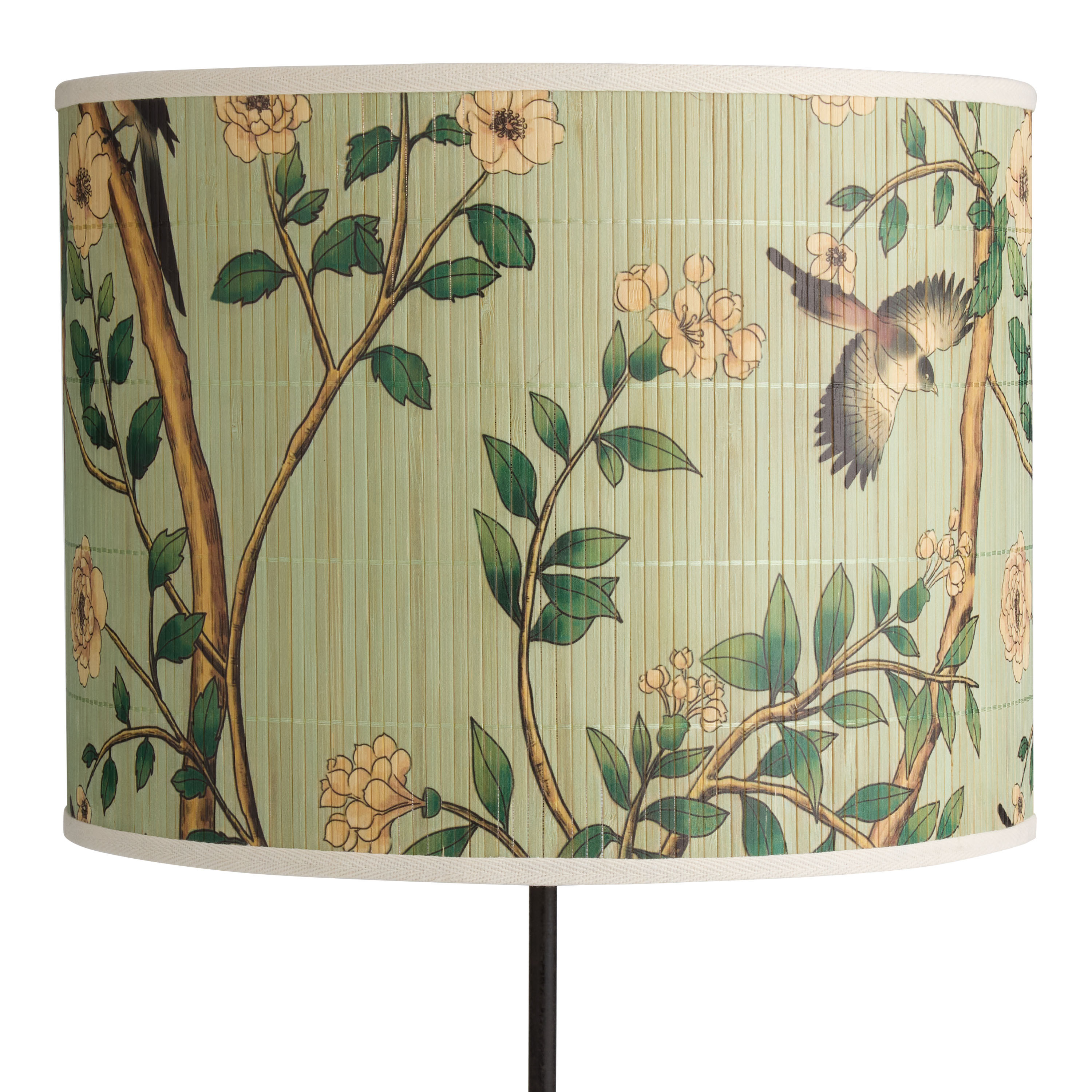 Serafina Mint Green Bamboo with Birds Drum Table Lamp Shade | World Market