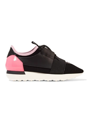 Balenciaga - Race Runner Leather, Mesh And Neoprene Sneakers - Black | NET-A-PORTER (US)