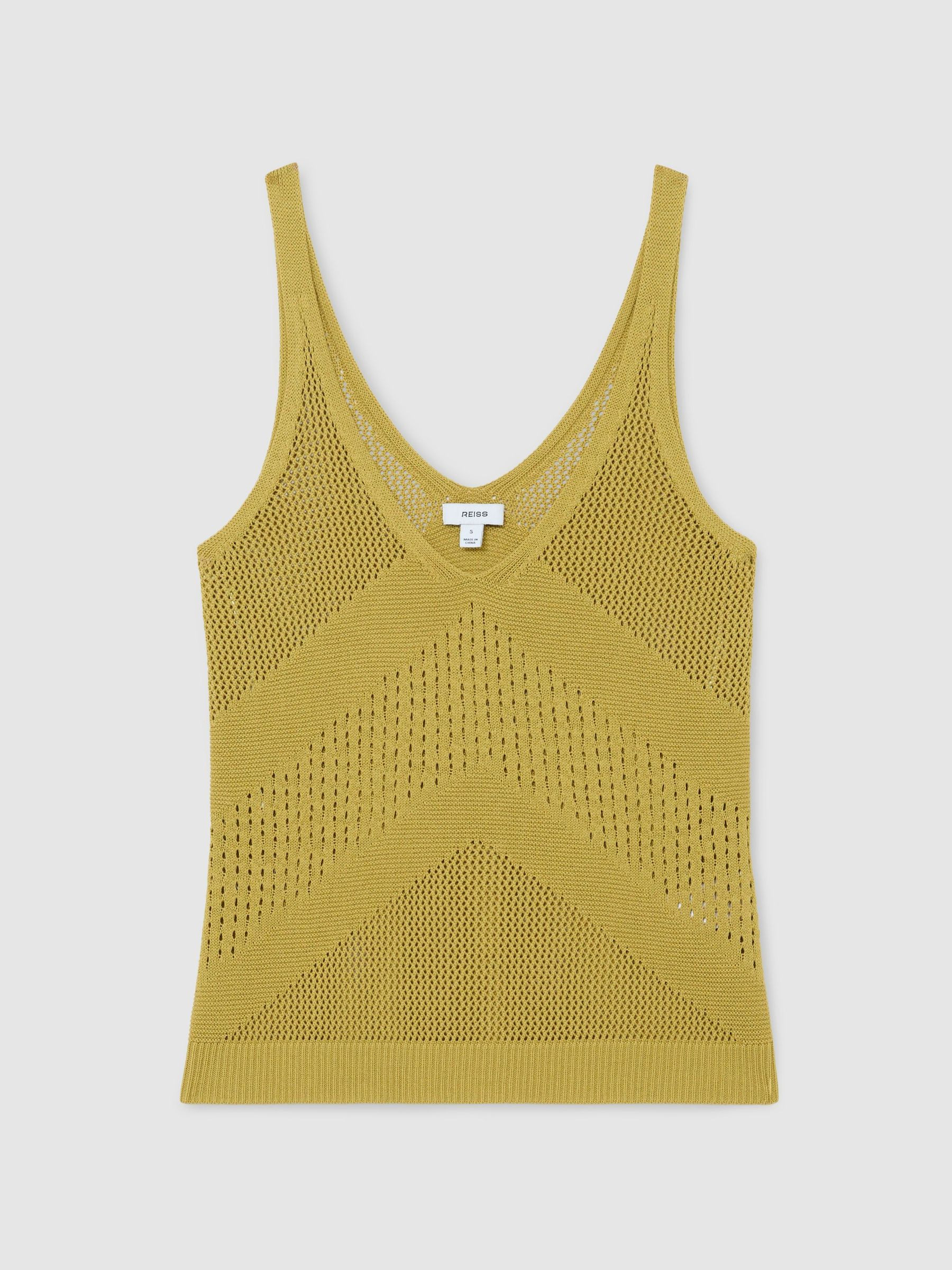 Open-Stitch Knitted Vest in Green | Reiss US