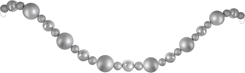 Northlight Shatterproof Ball 3-Finish Splendor Christmas Garland, 6', Silver | Amazon (US)