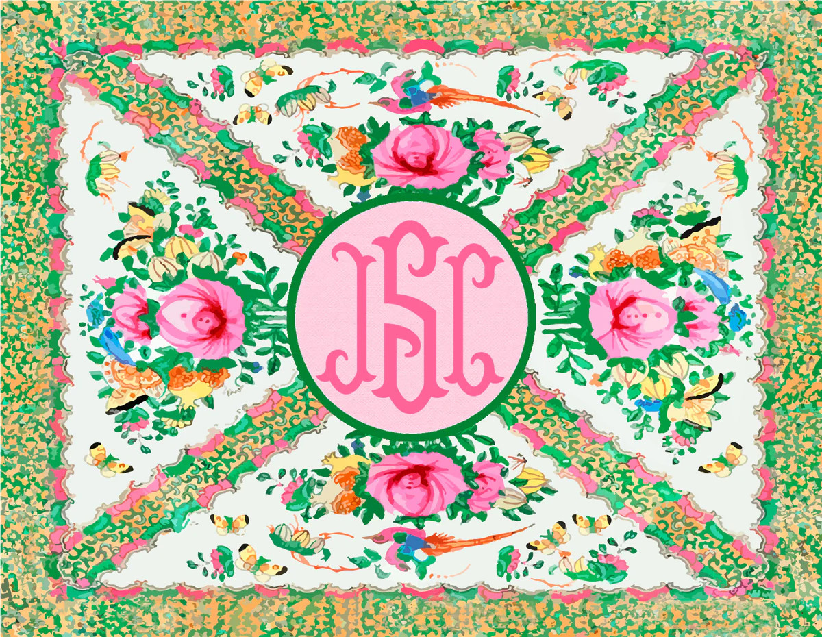 Rose Medallion-Inspired Personalized Folded Note Cards | Taylor Beach Design