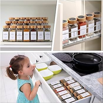 DIMBRAH Spice Jars with Label-4oz 24Pcs, Glass Spice Jars with Bamboo Lids,Spices Container Set w... | Amazon (US)