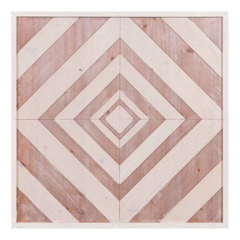 'Geometric Quilt' Framed Graphic Art Print on Wood  | Wayfair North America