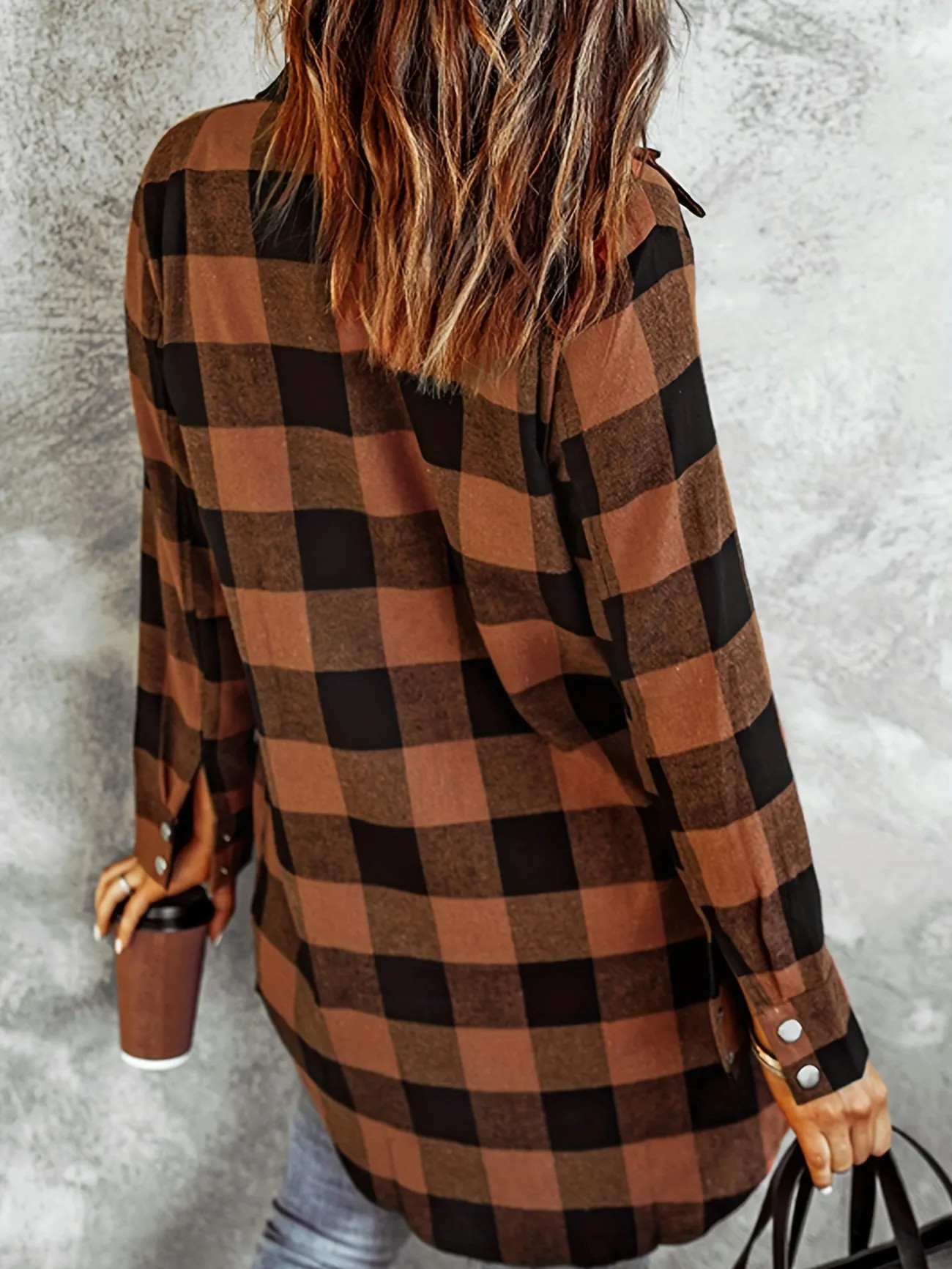 Plus Size Casual Blouse, Women's Plus Plaid Print Long Sleeve Turn Down Collar Button Up Tunic Sh... | Temu Affiliate Program