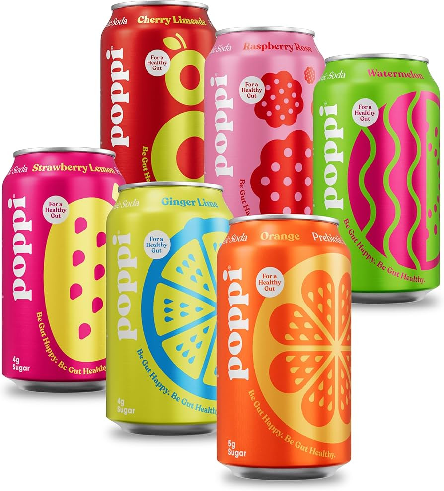 POPPI Sparkling Prebiotic Soda w/ Gut Health & Immunity Benefits, Beverages w/ Apple Cider Vinega... | Amazon (US)