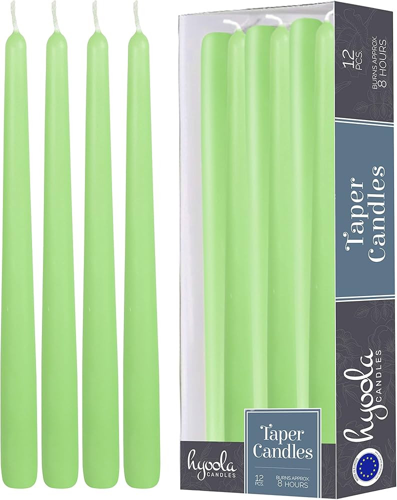 Hyoola 12 Pack Tall Taper Candles - 10 Inch Celery Green Dripless, Unscented Dinner Candle - Para... | Amazon (US)