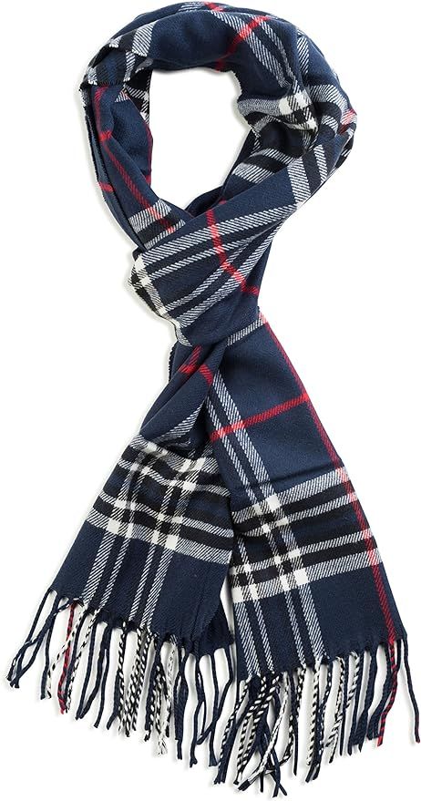 Veronz Soft Classic Cashmere Feel Winter Scarf, Blue Plaid at Amazon Women’s Clothing store | Amazon (US)