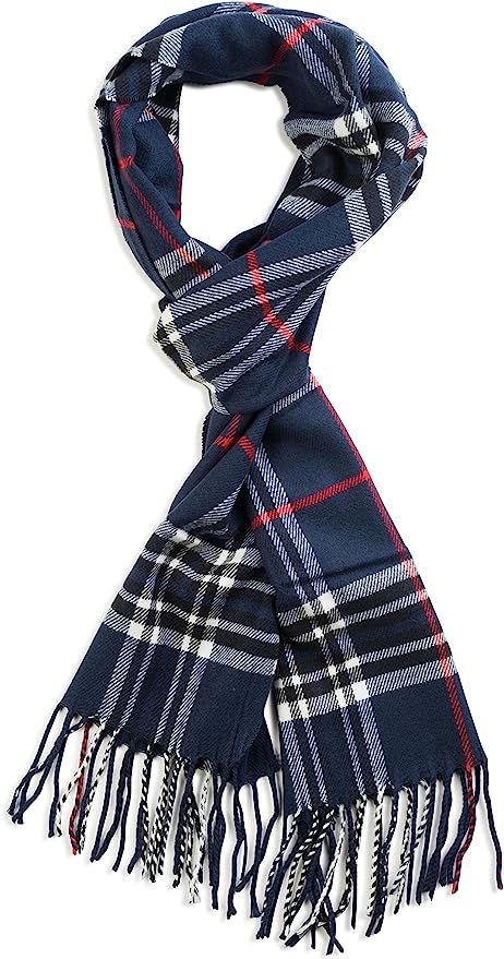 Veronz Soft Classic Cashmere Feel Winter Scarf, Blue Plaid at Amazon Women’s Clothing store | Amazon (US)