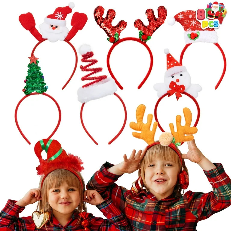 SYNCFUN 8 Pcs Christmas Headbands,Christmas Costume Accessories for Women Kids Holiday Party Favo... | Walmart (US)