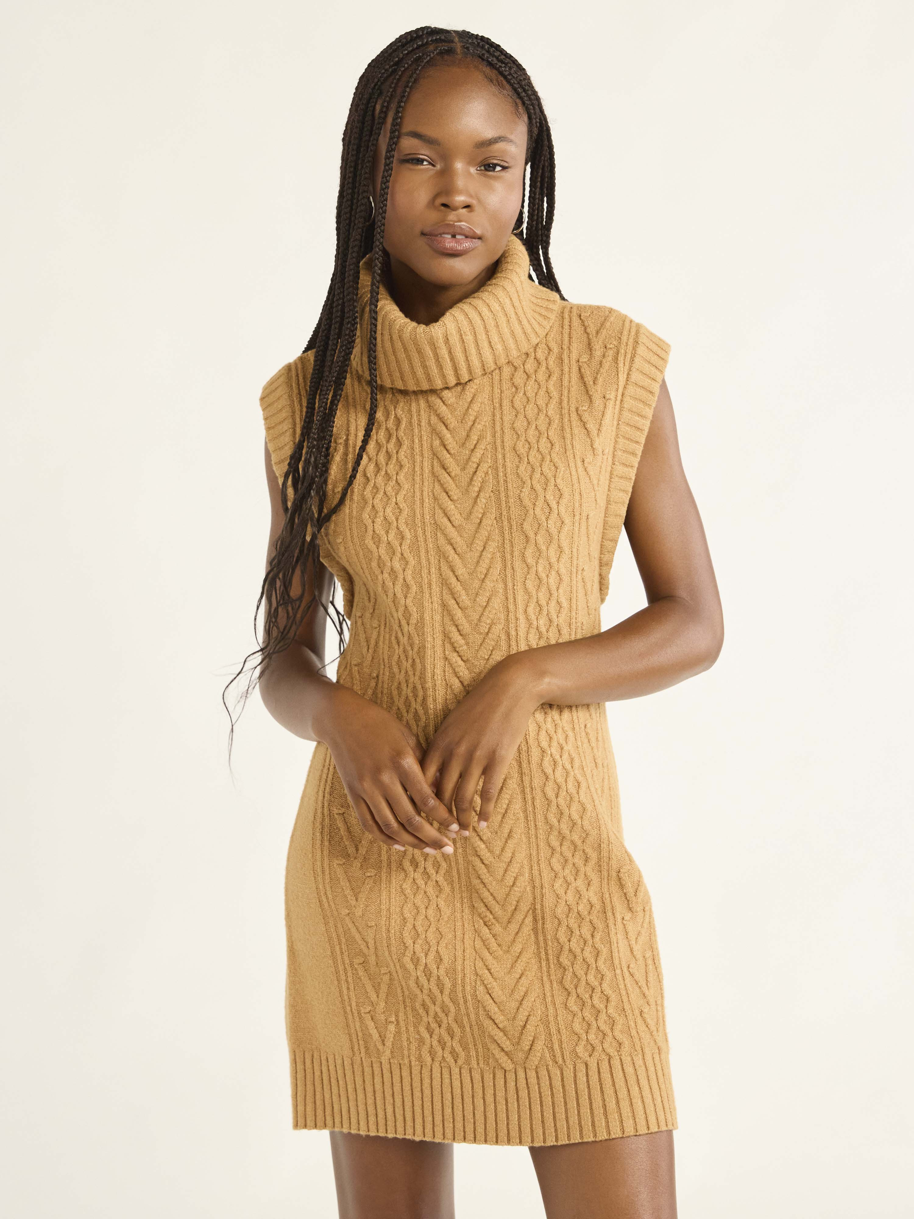 Free Assembly Woman's Sleeveless Cable Knit Mini Sweater Dress, Sizes XS-XXXL | Walmart (US)