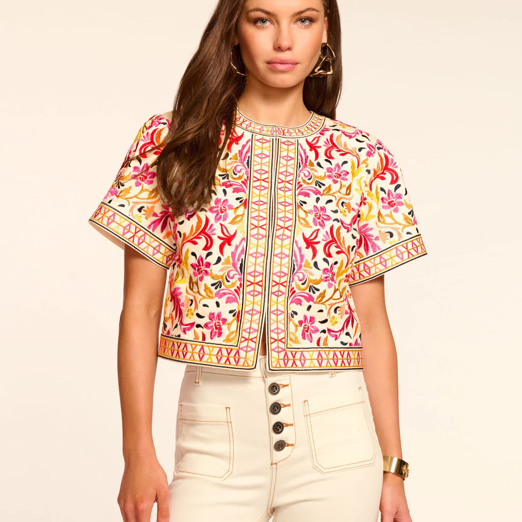 Maya Cotton Embroidered Short Sleeve Jacket | Ramy Brook