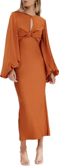 Demi Cutout Long Sleeve Satin Maxi Dress | Nordstrom