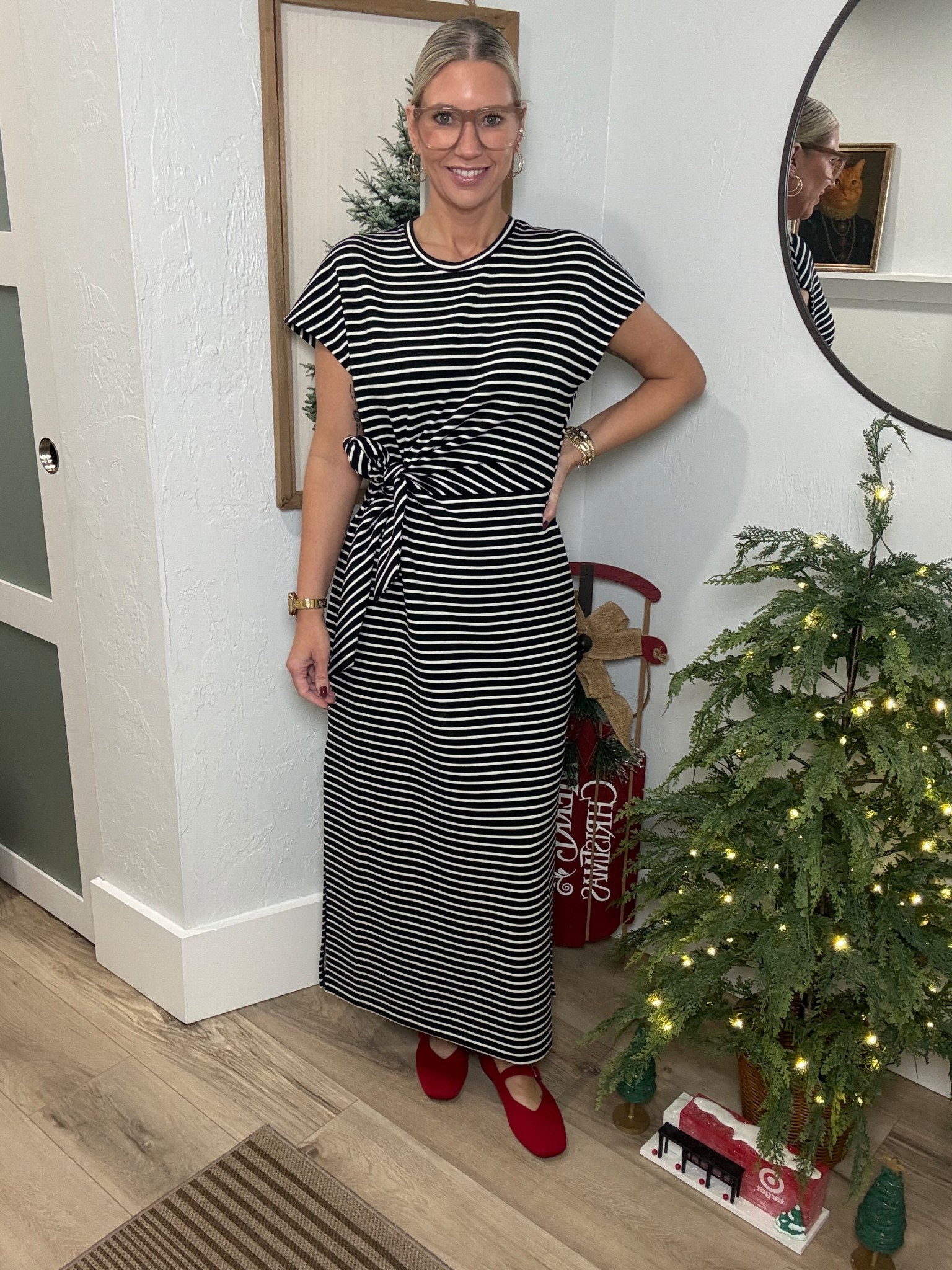 This is by far one of my favorite Spanx purchases. It’s the air essentials wrap dress. 

It’s currently on sale TODAY only for $35! That’s unheard of and one heck of deal. Grab it NOW! 

It would make a great treat yourself dress or even a Christmas gift as well! This dress is so flattering it will look great on everyone. 

I’m wearing a medium, but could do a small. 

My shoes are from Vivaia and they run tts. 

Workwear, striped dress, wrap midi dress, wrap maxi dress, 

#LTKSaleAlert #LTKFindsUnder50 #LTKOver40