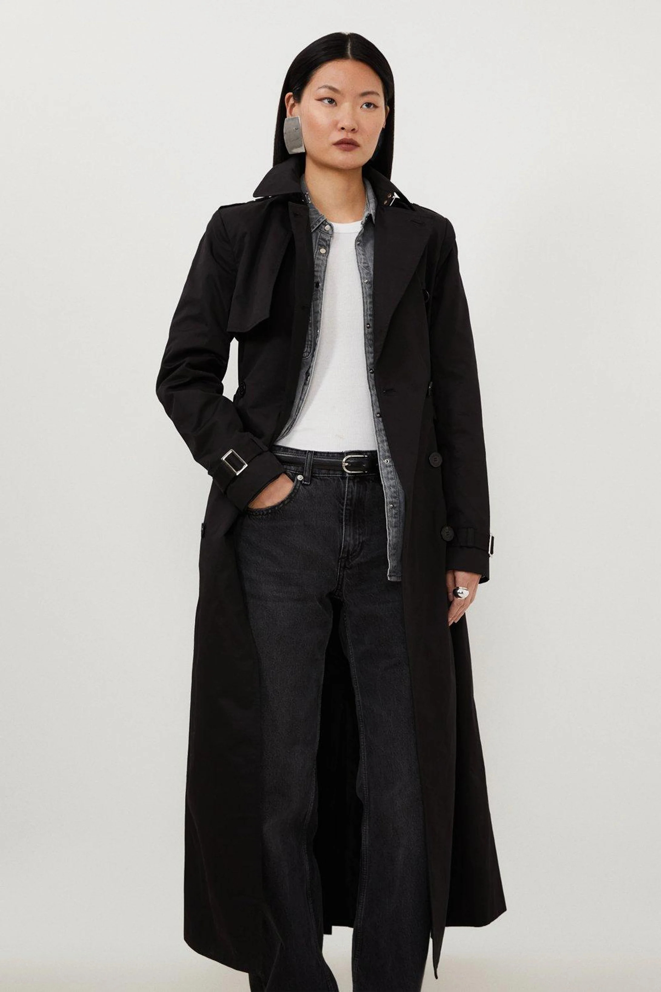Tailored Classic Belted Trench Coat | Karen Millen UK + IE + DE + NL