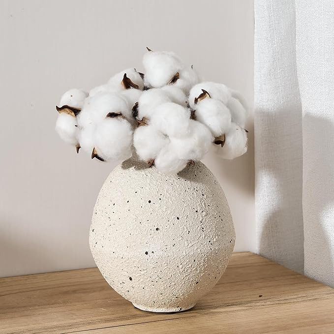 Ceramic Flower Vase, 6.22 Inch Rustic Farmhouse Vase Home Decor, Handcrafted Vintage Pottery Vase... | Amazon (US)