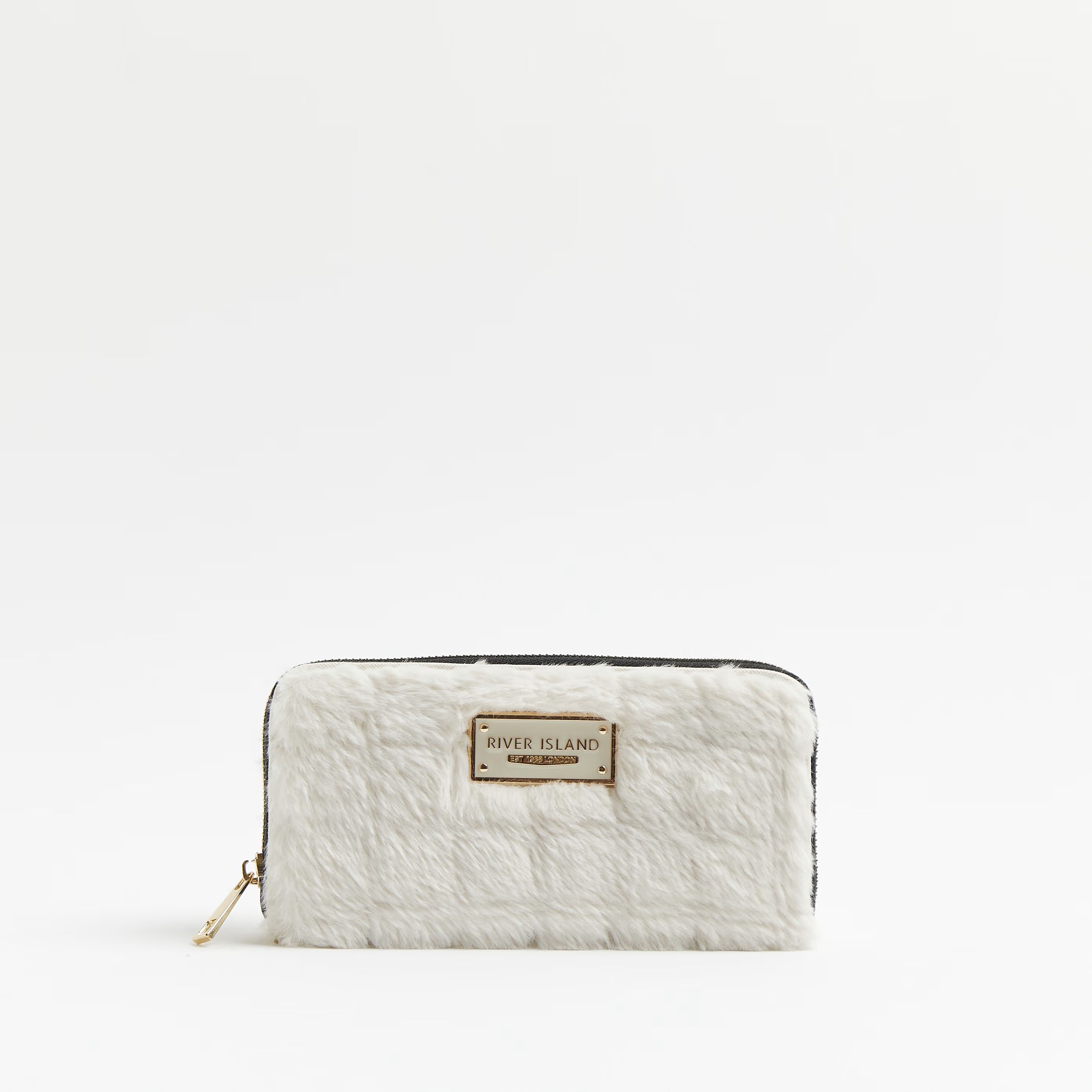 River Island Womens Cream faux fur quilted purse | River Island (UK & IE)