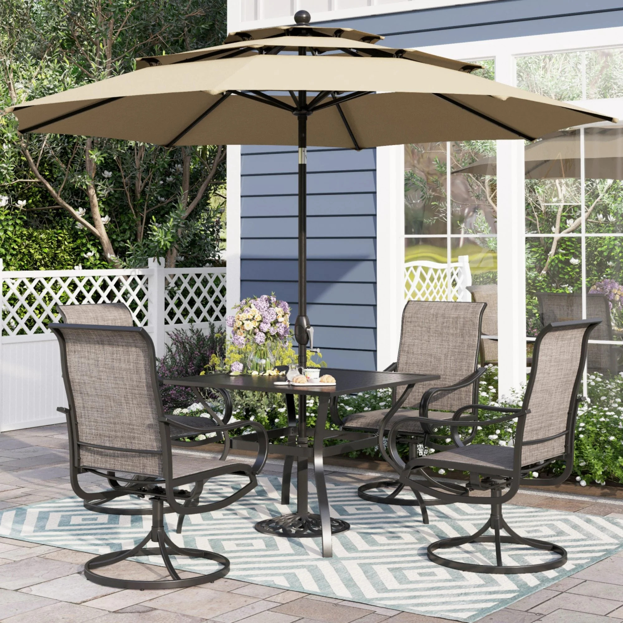 Alpha Joy 10ft 3 Tier Auto-Tilt Outdoor Patio Umbrella Beach Garden Double Vented Table Umbrella ... | Walmart (US)