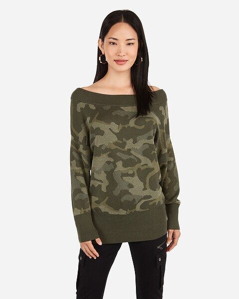 camo banded bottom sweater | Express