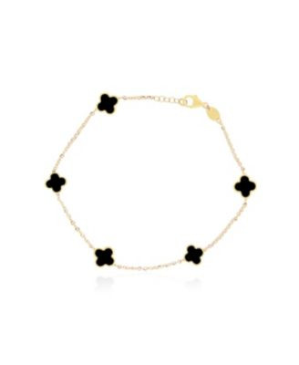 The Lovery Mini Onyx Clover Bracelet 14K Yellow Gold - Onyx | Macy's