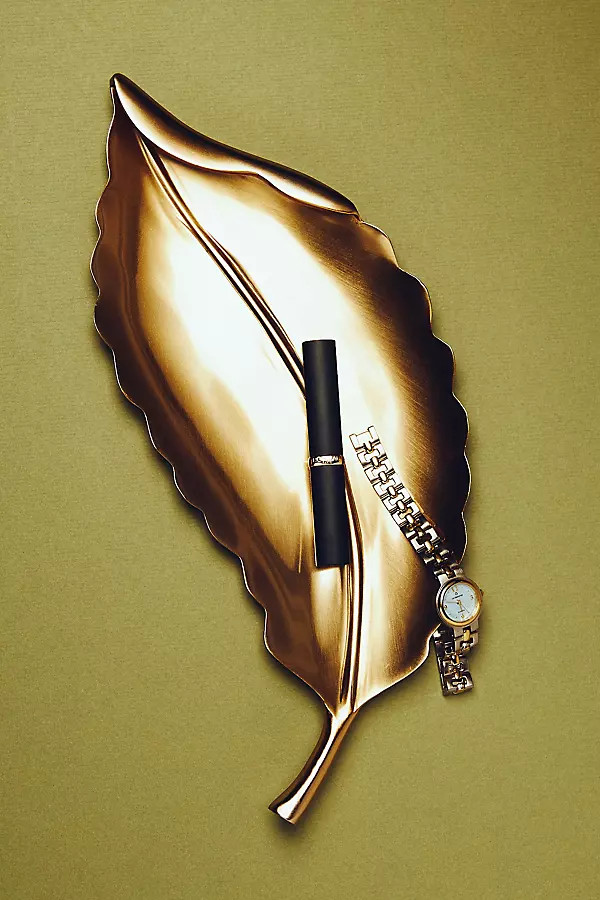 Florian Gold Leaf Vanity Tray | Anthropologie (US)