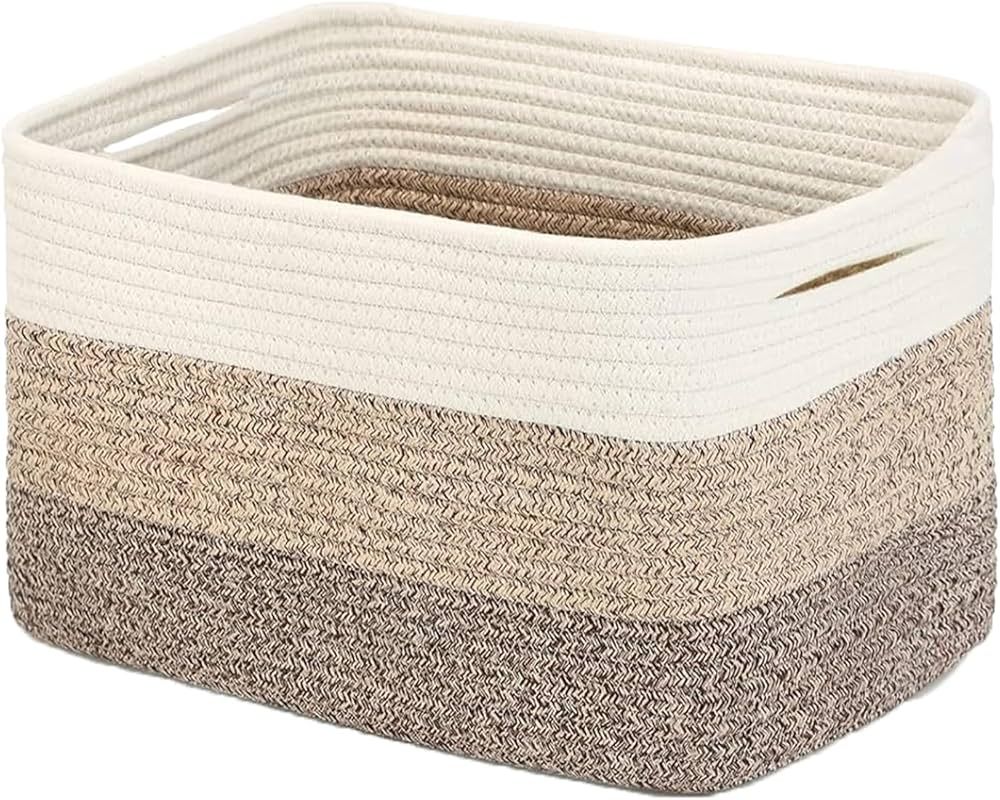 Rope Woven Storage Basket - Cotton Rope Basket for Toys Baby Gift Basket for Nursery Clothes Bask... | Amazon (US)