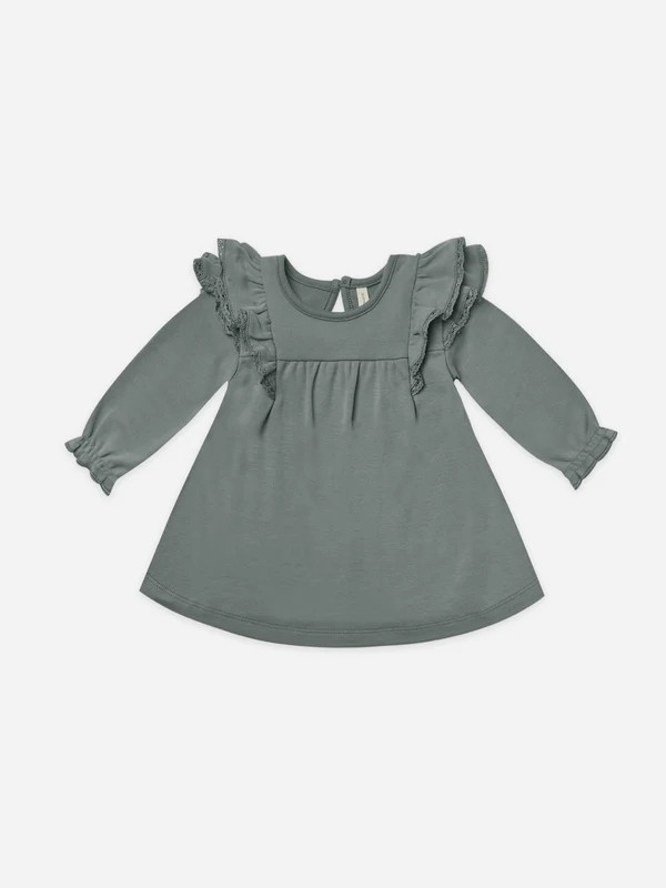 long sleeve flutter dress | dusk | Quincy Mae