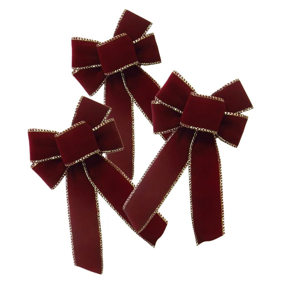 3 Pack - 4" Tiny Burgundy Velvet Christmas Wreath Bows by Alpine Holiday Bows - Wired Velvet Chri... | Amazon (US)