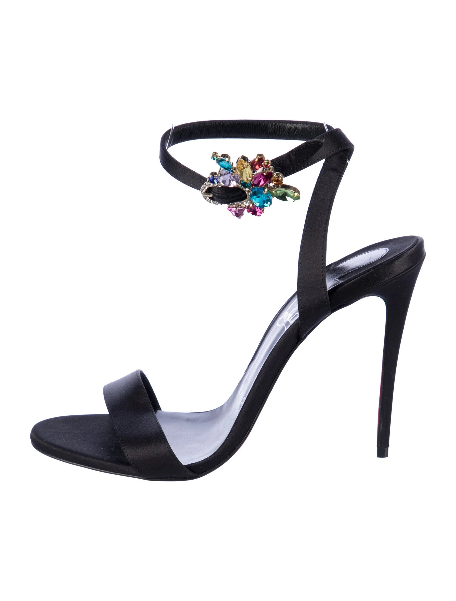 Christian Louboutin Satin Crystal Embellishments Sandals - Black Sandals, Shoes - CHT543286 | The... | The RealReal