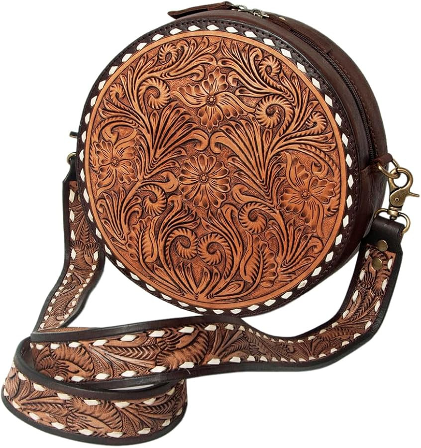 American Darling Canteen Bag Hand Tooled Genuine Leather Western Women Bag | Handbag Purse | Wome... | Amazon (US)