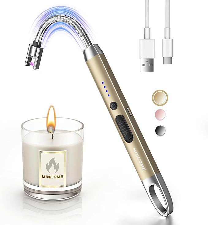 Candle Lighter, Windproof Flameless Electric lighters, Long Lighter with 360° Neck & Safety Swit... | Amazon (US)
