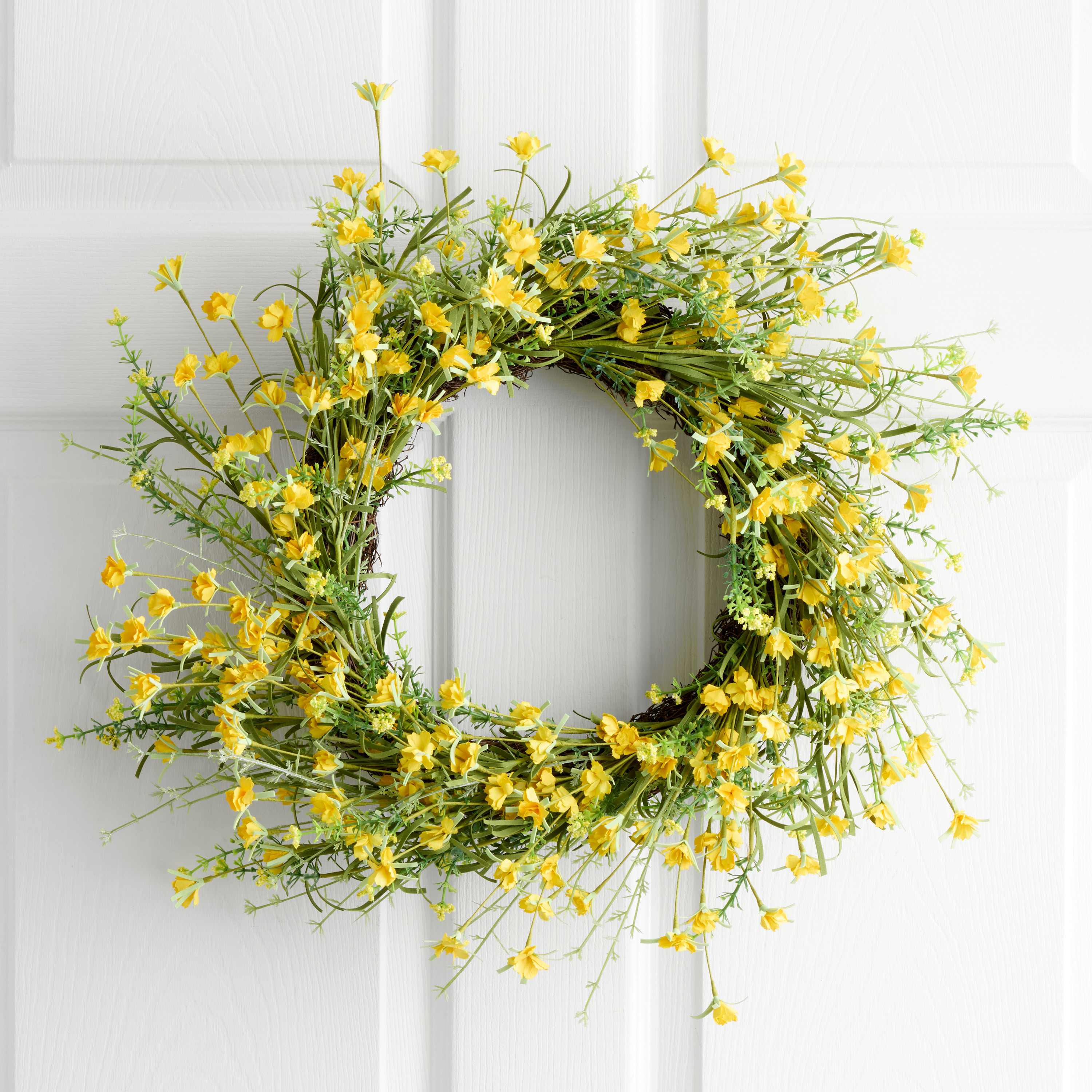 Yellow Faux Mini Wildflower Wreath | World Market
