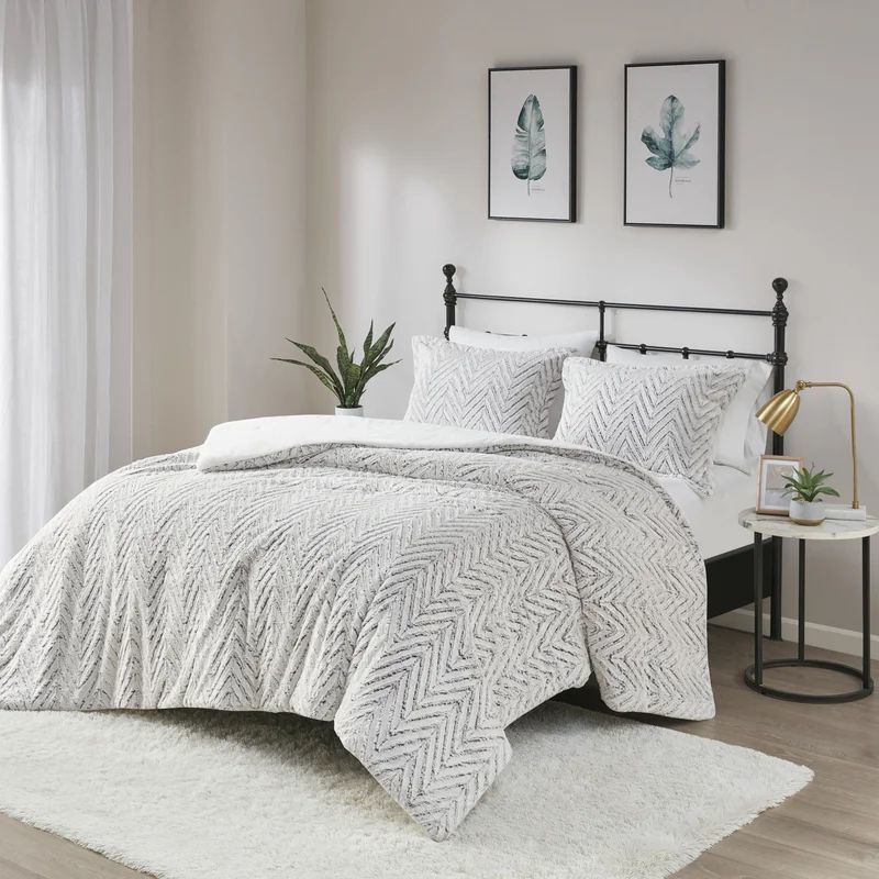 Caureen Ivory and Grey Ultra Plush Down Alternative Comforter Set | Wayfair North America