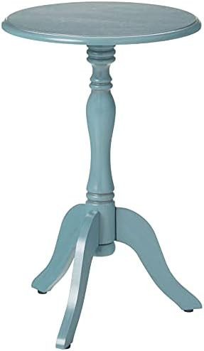 Decor Therapy Simplify Pedestal Accent Table, Antique Arctic Blue | Amazon (US)