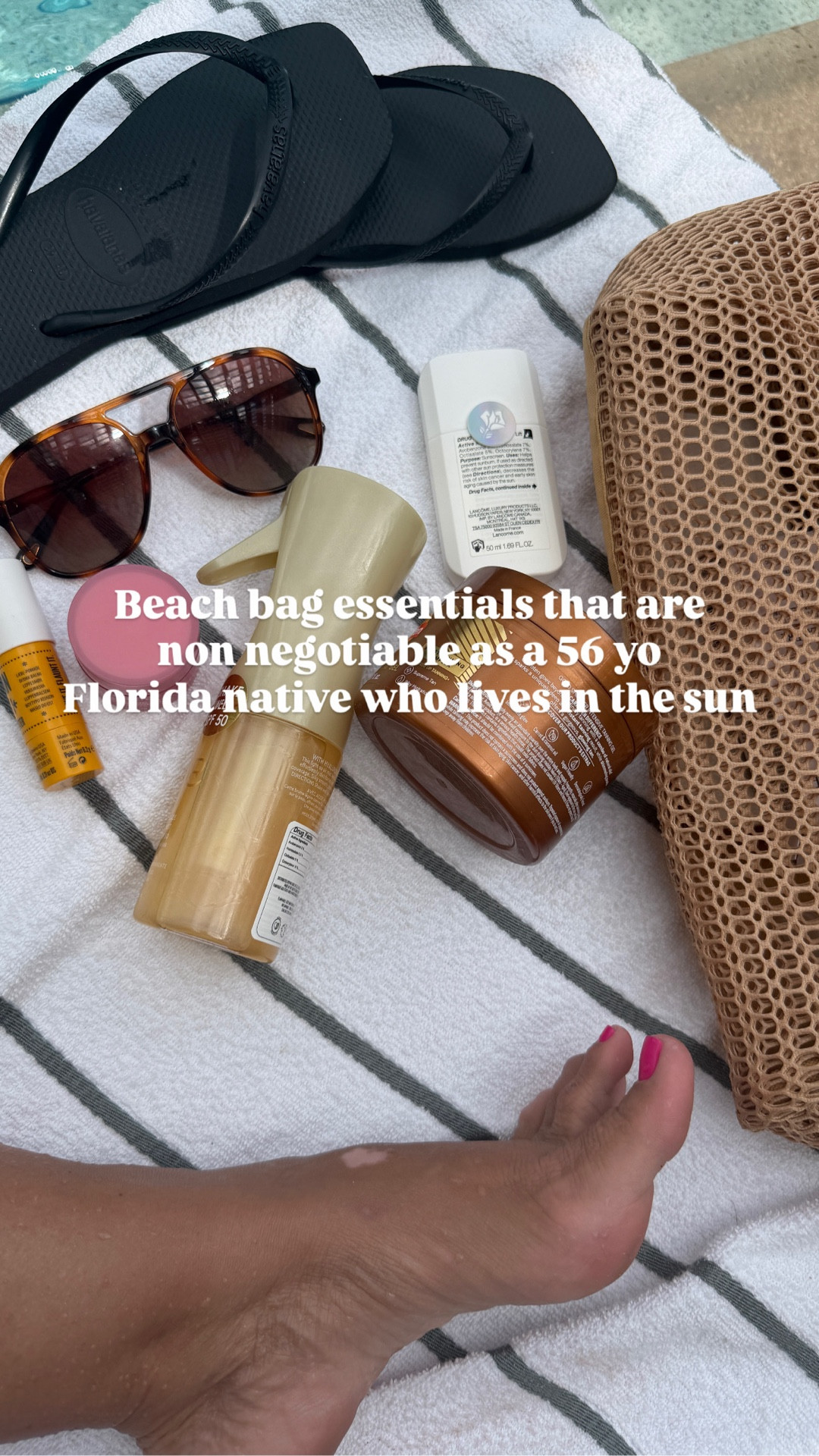 Now there are things that rotate in and out of my pool bag & then there are the staples. These are the staples. Full stop  