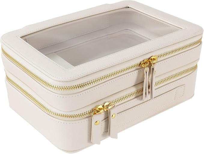 SANHECUN Clear Travel Toiletry bag Toiletry Case Carry on Travel Accessories Bag Makeup Bag(White... | Amazon (US)