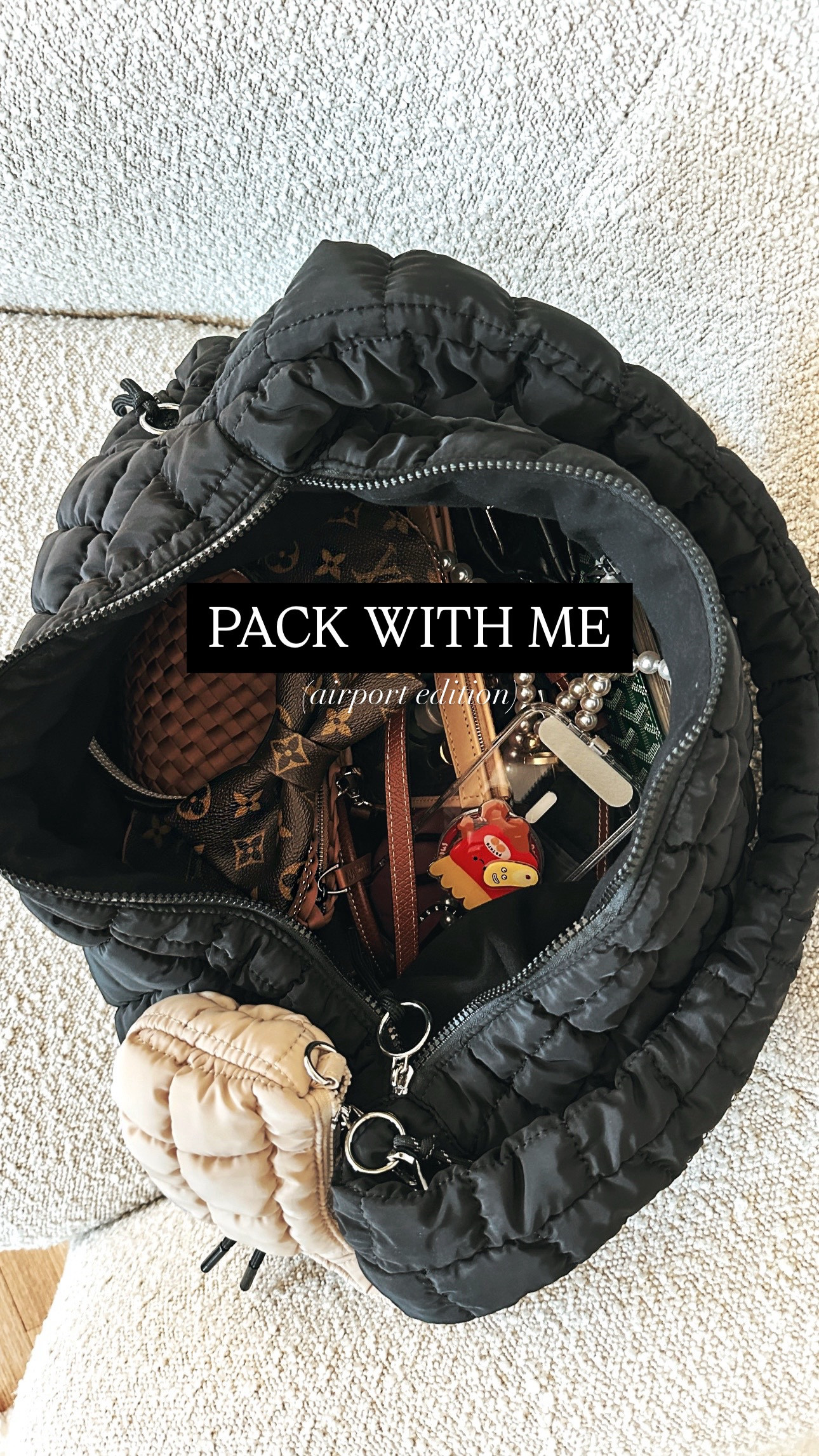 Pack my carry-on with me ✈️👛 It’s been a minute since we’ve taken the whole fam on an international flight, and this mom is in full-on overpacker for the just-in-case moment mode 😂

Clear pouches? Non-negotiable. Luxe or Amazon? Doesn’t matter, as long as TSA doesn’t make me unzip 47 things 😅 I’m all about pouches that pull double duty; makeup case on the plane, crossbody bag on vacay 💁🏻‍♀️

Hands-free is a must when you’re the designated luggage sherpa, wheelchair navigator, snack dispenser, and passport holder all in one 🧳♿️✋

Travel-size everything is my love language 💖 and this little mini-me pouch keychained to my big quilted crossbody?? STOP. So freakin’ adorable!!!

Catch me at the gate with my iced coffee in one hand and a pouch full of lip balms in the other!✌🏼☕️💄💄✨✨ #whatsinmybag #lvoe 

#LTKBeauty #LTKTravel #LTKItBag