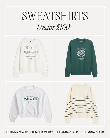 Sweatshirts Under $100 ✨

sweatshirts // casual style // affordable fashion // sweatshirt outfits // casual outfit // elevated style

#LTKSeasonal #LTKstyletip #LTKfindsunder100